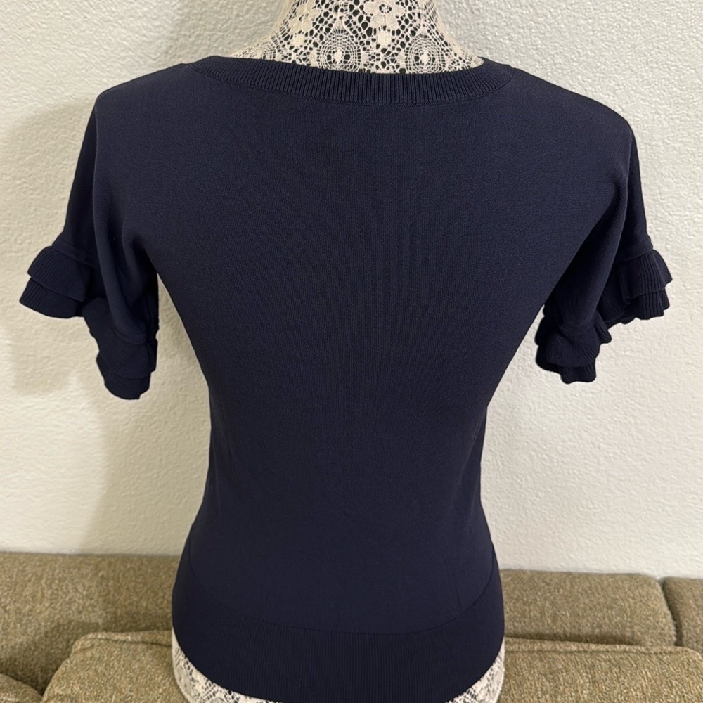 Ann Taylor Blue Fitted Ruffled Blouse - Picture 10 of 12